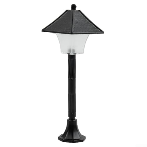 Miniatur-Straßenpfostenlichter für Eisenbahn, Zug und Puppenhaus-Modell-Szene, batteriebetrieben, für den Außenbereich, Vintage-Stil, Laternenpfosten Ornament (A) von Emiif