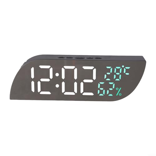 Moderner Schreibtisch-Timer mit stilvollem Spiegel; ausgestattet mit einfach zu bedienender Alarmfunktion und Wetteranzeigen (weiß + grün) von Emiif