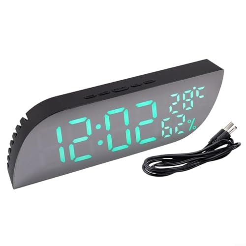 Moderner Schreibtisch-Timer mit stilvollem Spiegel; ausgestattet mit einfach zu bedienender Alarmfunktion und Wetterindikatoren (grün) von Emiif