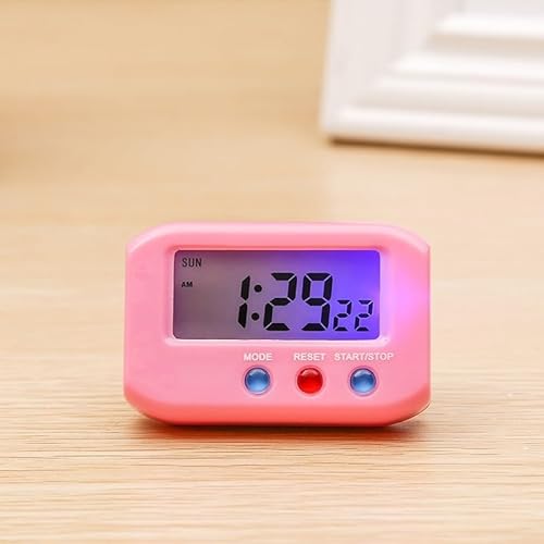 Platzsparender digitaler Wecker mit Uhrzeit und Datum, leichtes Design und benutzerfreundliche Funktionen (Rosa) von Emiif