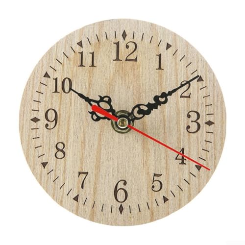 Emiif Retro-Wanduhr, 12 cm, Holz, klassisch, leise Uhr, dekorative hängende Wanduhr, Heimdekoration (arabisch A), 02AR9CV4392J80621180 von Emiif