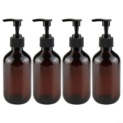 Seifenspender aus Kunststoff, 300 ml, mit Pumpe, für Shampoo, Lotion, Handseife und Reinigungsflüssigkeiten, Braun, 4 Stück Seifenspender aus Kunststoff, 300 ml, mit Pumpe, für Shampoo, Lotion, Handseife und Reinigungsflüssigkeiten, Braun, 4 Stück von Emiif
