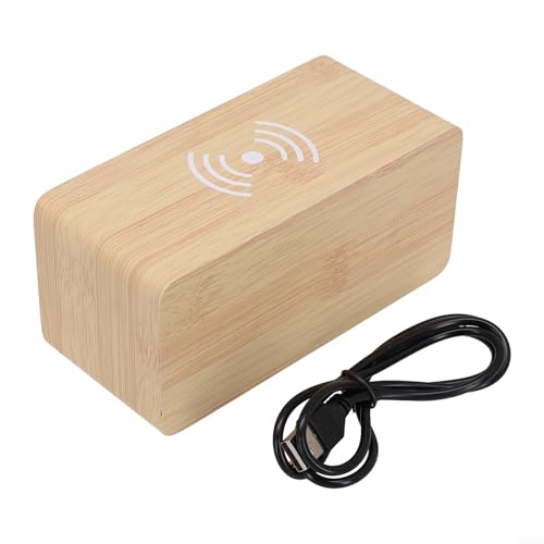 Simplistic Yet Functional Wooden Digital Clock with Wireless Charging Feature & Adjustable Brightness Levels (A) von Emiif