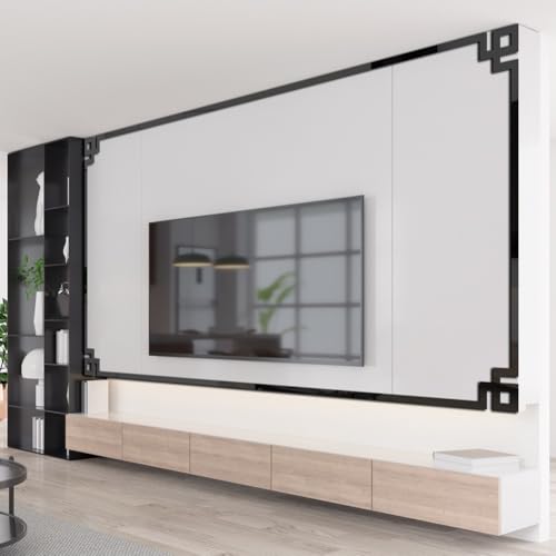 Spiegel-Aufkleber aus Acryl, lange Streifen, 10 Stück, für dekorative Wandkunst in Wohnzimmer und Schlafzimmer (schwarz) von Emiif