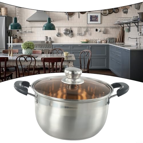 Suppentopf aus Edelstahl mit Glasdeckel, 24 cm, für einfaches Kochen auf jedem Herd von Emiif
