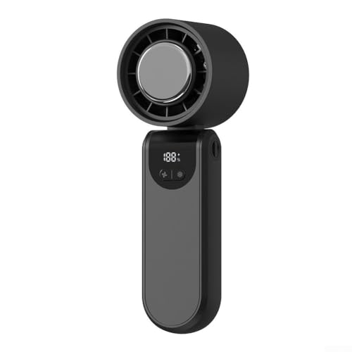 Tragbarer 3-in-1-Ventilator mit faltbarem Design und LED-Display für einstellbare Windgeschwindigkeitsstufen (schwarz) von Emiif