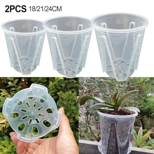 Transparenter Pflanztopf für Orchideen 2er Set mit hervorragenden Luftzirkulationseigenschaften (21 x 16,5 x 23 cm) von Emiif