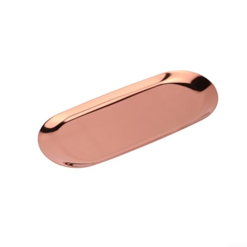 Trendiges Mehrzweck-Tablett aus Edelstahl zur stilvollen Aufbewahrung von Schmuckstücken oder zum Präsentieren von Früchten (Roségold) von Emiif