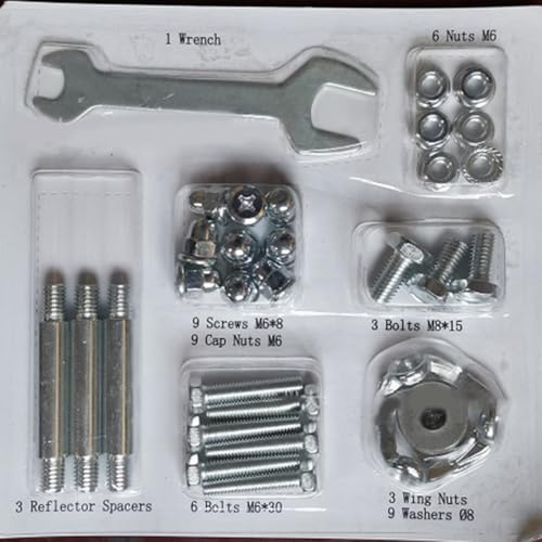 Umfassendes Werkzeugset zur Montage von Terrassenheizern im Freien, inkl. verschiedenen Schrauben und einem Schraubenschlüssel (B) von Emiif