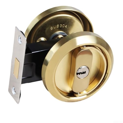 Unsichtbarer Türschlosszug für Ringschloss 304 Edelstahl, geeignet für Metall-Holztüren, Türbreite 35 x 50 mm, verfügt über eine glatte 90-Grad-Drehung (Gold) von Emiif