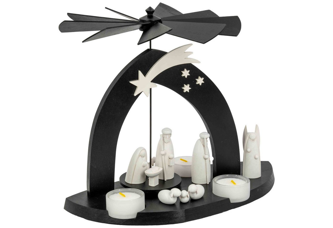 Emil A. Schalling KG Weihnachtspyramide Moderne Black Pyramide mit Christi Geburt und Hirte und Engel 23 cm Emil A. Schalling KG Weihnachtspyramide Moderne Black Pyramide mit Christi Geburt und Hirte und Engel 23 cm von Emil A. Schalling KG