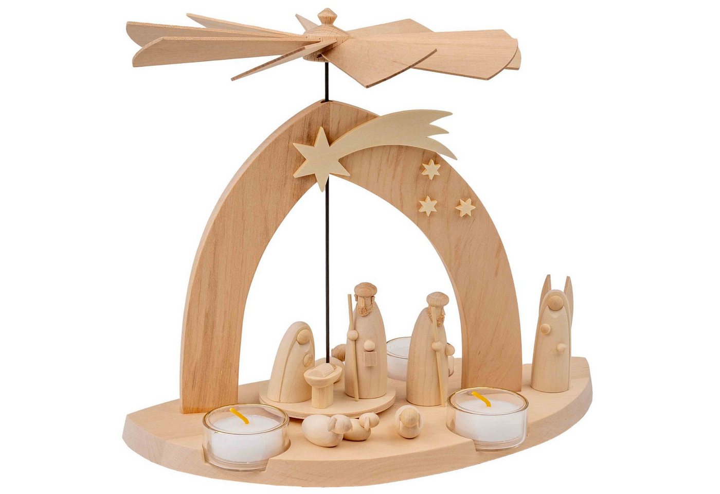 Emil A. Schalling KG Weihnachtspyramide Moderne Natur Pyramide Christi Geburt mit Hirte und Engel von Emil A. Schalling KG