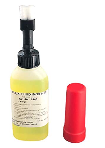 100 ml FLUX-FlUID INOX HT2, Dosierflasche mit Pinsel, nachfüllbar Flussmittel für Prozesse mit höheren Temperaturanforderungen, zum Weichlöten von Edelstählen, sowie stark oxidierte Metalloberflächen von Emil Otto