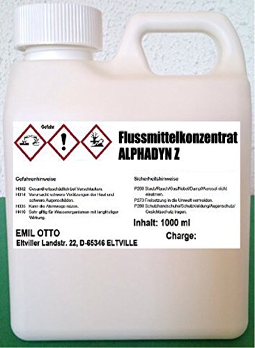 500 ml Löt- und Verzinnungsessenz ALPHADYN Z (Flussmittelkonzentrat zum konventionellen Weichlöten von Eisen-, Kupfer- und Messingwerkstoffen, Wärmetauscher-Fertigung, Feuermetallisierung) von Emil Otto