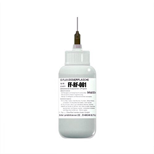 EO-Flux-Dosierflasche FF-RF-001 (No-Clean Elektronik-Rework-Flux/Flussmittel mit 4,0% Feststoff), Luer-Lock Flasche mit 50 ml Inhalt und Dosiernadel aus Teflon (385000211) von Emil Otto