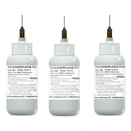 EO-Lötapotheke/Flussmittelapotheke Nr. 1 (1 x EO-Flux-Dosierflasche FF-334 mit 50 ml Inhalt, 1 x EO-Flux-Dosierflasche FF-110 mit 50 ml Inhalt, 1 x EO-Flux-Dosierflasche FF-SSK-15 mit 50 ml Inhalt) von Emil Otto