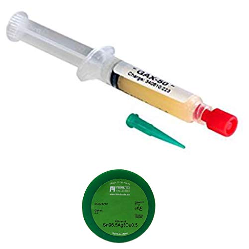 EO SMD-Lötset Nr. 1 (1 x No-Clean Lötpaste GAX-50- Spritze, 5 ml Inhalt, 1 x 25 g Lötzinn bleifrei, Sn96,5Ag3Cu0,5) von Emil Otto
