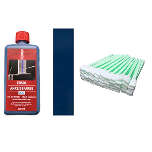 Emil Otto EOSOL Anreissfarbe blau, 500 ml -Deckend- + 25 x EO-SWAB-Stick (M) zur idealen Applikation von Emil Otto