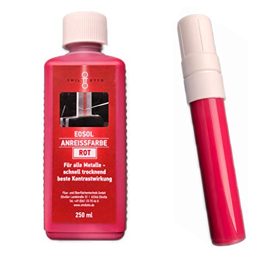 Emil Otto EOSOL Anreissfarbe rot -DECKEND- Kombipack (250 ml Flasche + Dispenser (PEN) mit 30 ml Inhalt) von Emil Otto