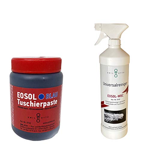 Emil Otto EOSOL Power-Set Nr. 2: 250 ml EOSOL Tuschierpaste blau+ EOSOL WBC, 1.000 ml in Schaumsprühflasche (wasserbasis, hochaktiv, für Tuschierpasten, Anreissfarben u. Lacke) von Emil Otto