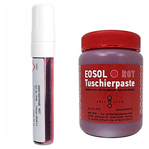 EOSOL Starter-Set Nr. 6 Rot/Rot (EOSOL ANREISSFARBE rot im Dispenser (PEN) mit 30 ml Inhalt und 250 ml EOSOL TUSCHIERPASTE rot) von Emil Otto