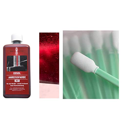EOSOL Anreissfarbe rot, 250 ml -Transparent - + 10 x EO-SWAB-Stick (M) zur idealen Applikation von Emil Otto