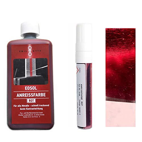 Emil Otto EOSOL Anreissfarbe rot Kombipack (250 ml Flasche + Dispenser (PEN) mit 30 ml Inhalt) von Emil Otto