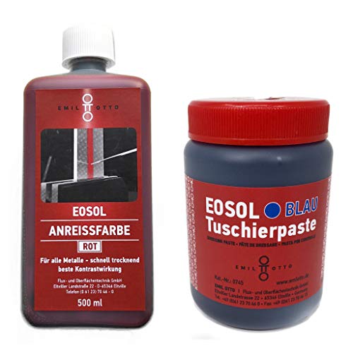Emil Otto EOSOL Set Nr. 1 ROT/BLAU (500 ml Anreissfarbe rot und 250 ml Tuschierpaste blau) von Emil Otto