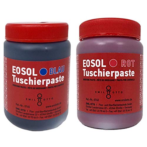 Emil Otto EOSOL Set Nr. 7A (250 ml Tuschierpaste Blau + 250 ml Rot) Metallfarbe Hochglanz Acryl Gel 500 ml X 2 10-14 m²/500 ml Indoor und Outdoor Metallbearbeitung Passgenauigkeit Kontrolle von Emil Otto