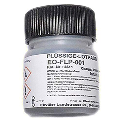 Flüssige No Clean Lotpaste EO-FLP-001 für die Elektronik, Legierung SnAg3Cu0,5 (T4), Pinselflasche mit 50 g Inhalt, extrem ergiebig, mit herausragenden Löteigenschaften von Emil Otto