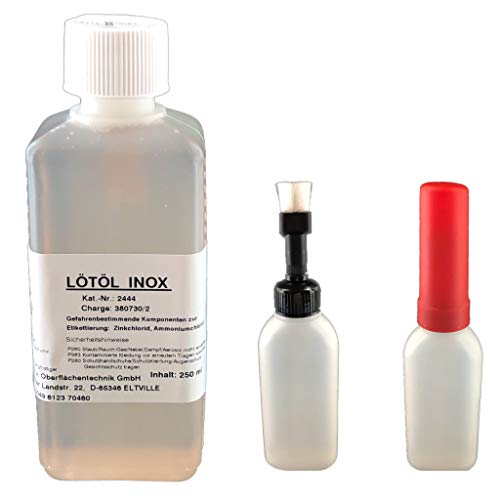 Flussmittel INOX 250 ml -ca. 500 g-, Weichlöten von Edelstahl, Eisen-, Kupfer- u. Messingwerkstoffen + Pinselflasche mit KISI-Verschluss, 100 ml Fassungsvermögen (unbefüllt) von Emil Otto