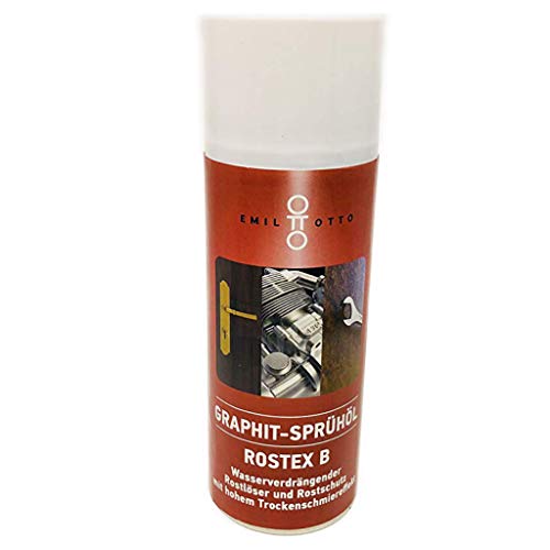 GRAPHIT-SPRÜHÖL/Graphit Öl ROSTEX"B", Aerosol-Sprühdose 400 ml, Graphit-Rostlöser mit Molybdändisulfid, starke Kriechwirkung, Trockenschmiereffekt, löst festgerostete Teile von Emil Otto