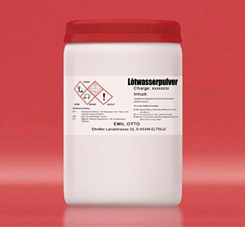 Lötwasserpulver zur Selbstherstellung vom Lötwasser, 100 g in Dose mit Kindersicherung, zum Weichlöten von Metallen aller Art, ausgenommen Aluminium und Leichtmetall-Legierungen Lötwasserpulver zur Selbstherstellung vom Lötwasser, 100 g in Dose mit Kindersicherung, zum Weichlöten von Metallen aller Art, ausgenommen Aluminium und Leichtmetall-Legierungen von Emil Otto