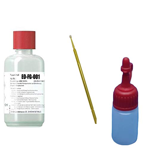 No-Clean Flussmittel-GEL EO-FG-001, 100 ml incl. Application-Stick, Handlöten u. Litzenverzinnung + 3 ml Dosierflasche (unbefüllt) + 1 x 7 ml Kunststoff-Pipette von Emil Otto