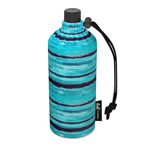 Emil Trinkflasche aus Glas für Mädchen & Jungen isolierte Glasflasche für Schule, Freizeit, Sport: Kinder & Eltern Aquamarin BIO (0,6l) von Emil