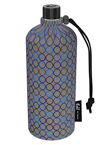 Emil Trinkflasche aus Glas für Mädchen & Jungen isolierte Glasflasche für Schule, Freizeit, Sport: Kinder & Eltern BIO Rings 0,6l von Emil
