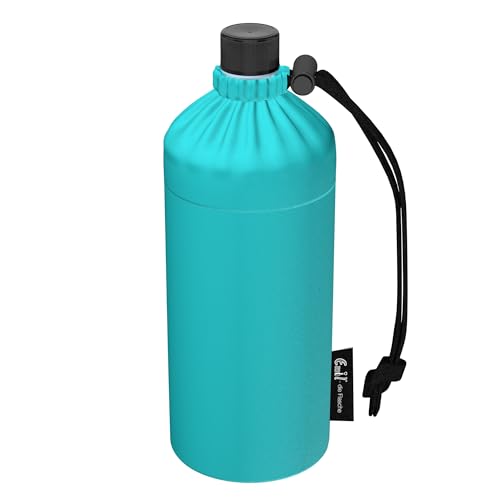 Emil Trinkflasche aus Glas für Mädchen & Jungen isolierte Glasflasche für Schule, Freizeit, Sport: Kinder & Eltern Standard unisex (Azur, 0,4l) von Emil