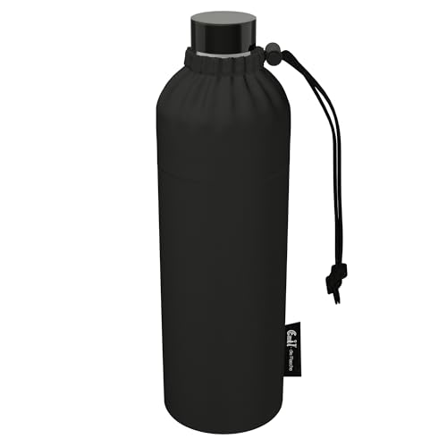 Emil Trinkflasche aus Glas für Mädchen & Jungen isolierte Glasflasche für Schule, Freizeit, Sport: Kinder & Eltern Standard unisex (Black, 0,75l) von Emil