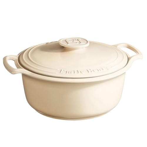 Emile Henry Made in France SUBLIME Ceramic 7.5 qt. Runder Dutch Oven Creme von Emile Henry