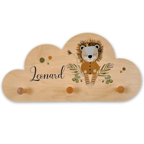 EmiliaLotte Kindergarderobe Personalisiert mit Wunschname I Garderobe Kinder aus Holz - Verschiedene Motive & Farben I Wandgarderobe Kinder mit 3 Haken - 41x20 cm I Montessori Garderobe Kinder von EmiliaLotte.Atelier