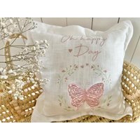 3D Schmetterling Oh Hayppy Day Leinen Kissen von EmiliasTraumwerkstat