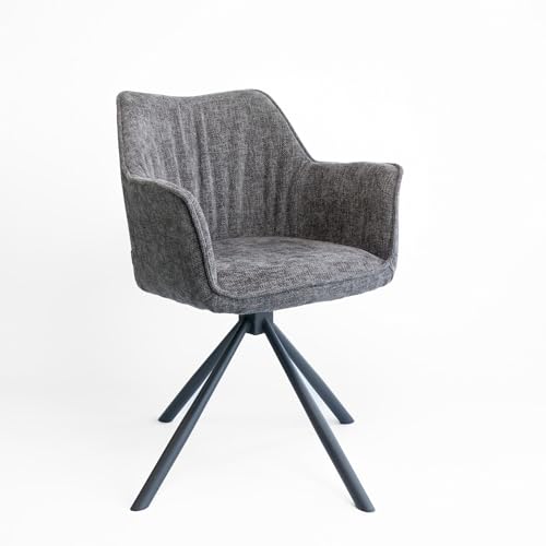 Emilio Largo 2010 – 2er-Set drehbare Armlehnenstühle – Webstoff Graphit – ergonomisch & stabil – ideal für Esszimmer, Wohnzimmer & Home Office (Webstoff, Graphit) von Emilio Largo