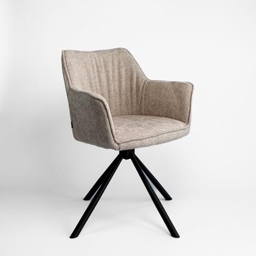 Emilio Largo 2010 – 2er-Set drehbare Armlehnenstühle – Webstoff Graphit – ergonomisch & stabil – ideal für Esszimmer, Wohnzimmer & Home Office (Webstoff, Sand) von Emilio Largo