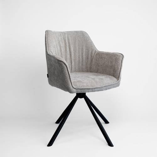 Emilio Largo 2010 – 2er-Set drehbare Armlehnenstühle – Webstoff Graphit – ergonomisch & stabil – ideal für Esszimmer, Wohnzimmer & Home Office (Webstoff, hellgrau) von Emilio Largo