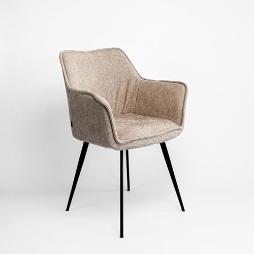 Emilio Largo 3010 – 2er-Set Designer-Armlehnenstühle – Webstoff Graphit – ergonomisch & stabil – ideal für Esszimmer, Wohnzimmer & Home Office (Webstoff, Sand) von Emilio Largo
