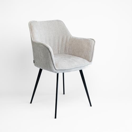 Emilio Largo 3010 – 2er-Set Designer-Armlehnenstühle – Webstoff Graphit – ergonomisch & stabil – ideal für Esszimmer, Wohnzimmer & Home Office (Webstoff, hellgrau) von Emilio Largo