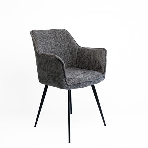 Emilio Largo 3010 – 2er-Set Designer-Armlehnenstühle – Webstoff oder Cordoptik – ergonomisch & stabil – ideal für Esszimmer, Wohnzimmer & Home Office (Webstoff, Graphit) von Emilio Largo