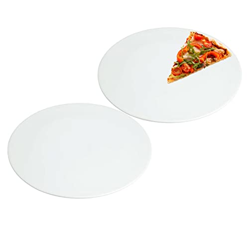 Emilja® Pizzateller flach 32cm Porzellan - 2er Set - Gastro Zubehör Servierteller von Emilja