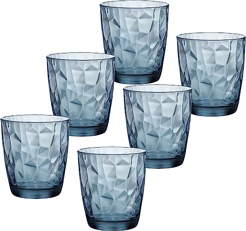 Emilja 6 Wassergläser 30,5cl Diamond Ocean Blue blau Saftgläser Whiskygläser von Emilja