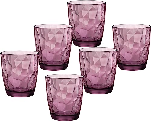 Emilja 6 Wassergläser 30,5cl Diamond Rock Purple lila Saftgläser Whiskygläser von Emilja